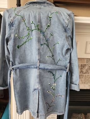 DG2 by Diane Gilman Light Blue Embroidered Denim Jacket